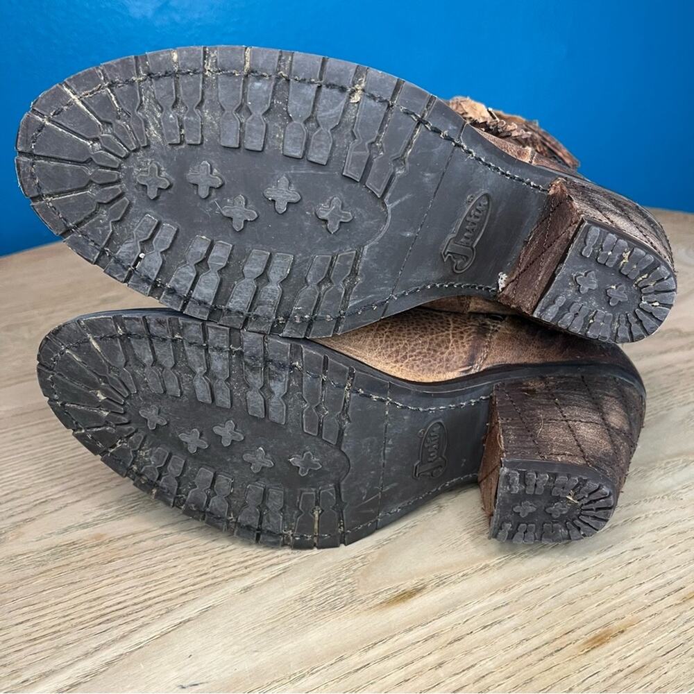Justin Western Cowgirl Boots Distressed Brown Leather Festival Rodeo Women’s 7.5 - Picture 10 of 11